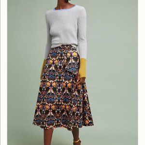 Eva Franco Animal Wilderness Whimsy Midi Skirt Size 8